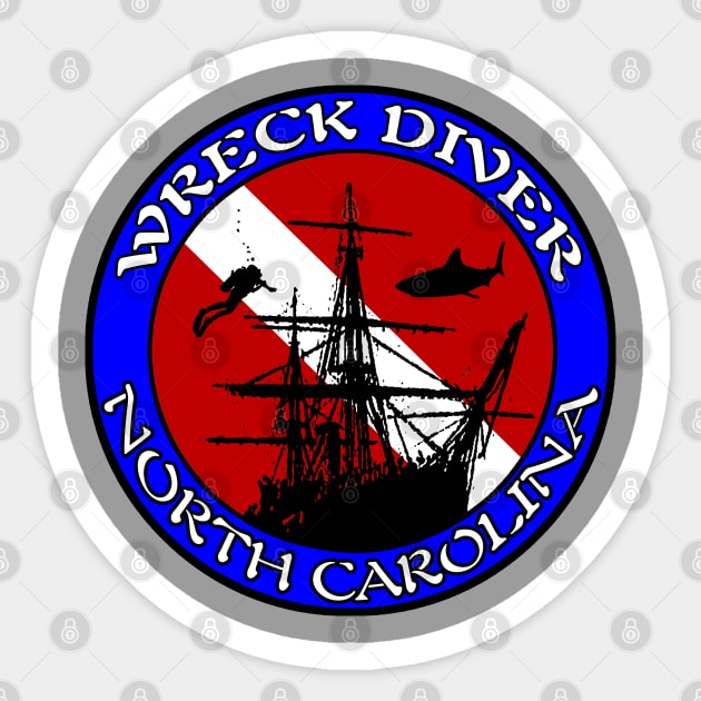Wreck Diver North Carolina Graveyard of the Atlantic Scuba Diving Sticker by TeeCreations